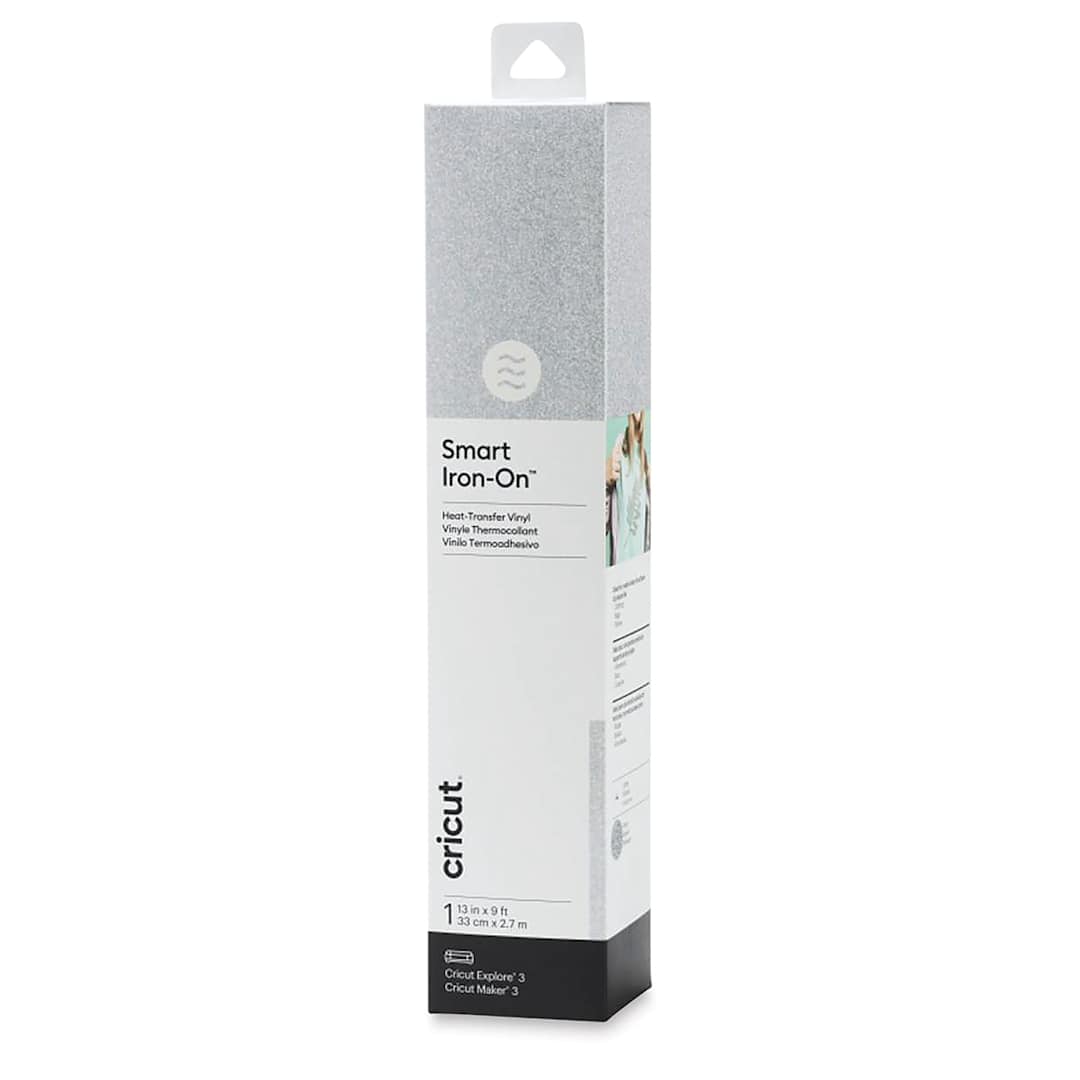 Open in modal - Cricut Smart Iron-On Heat Transfer Vinyl - Silver Glitter, 13" x 9 ft, Roll