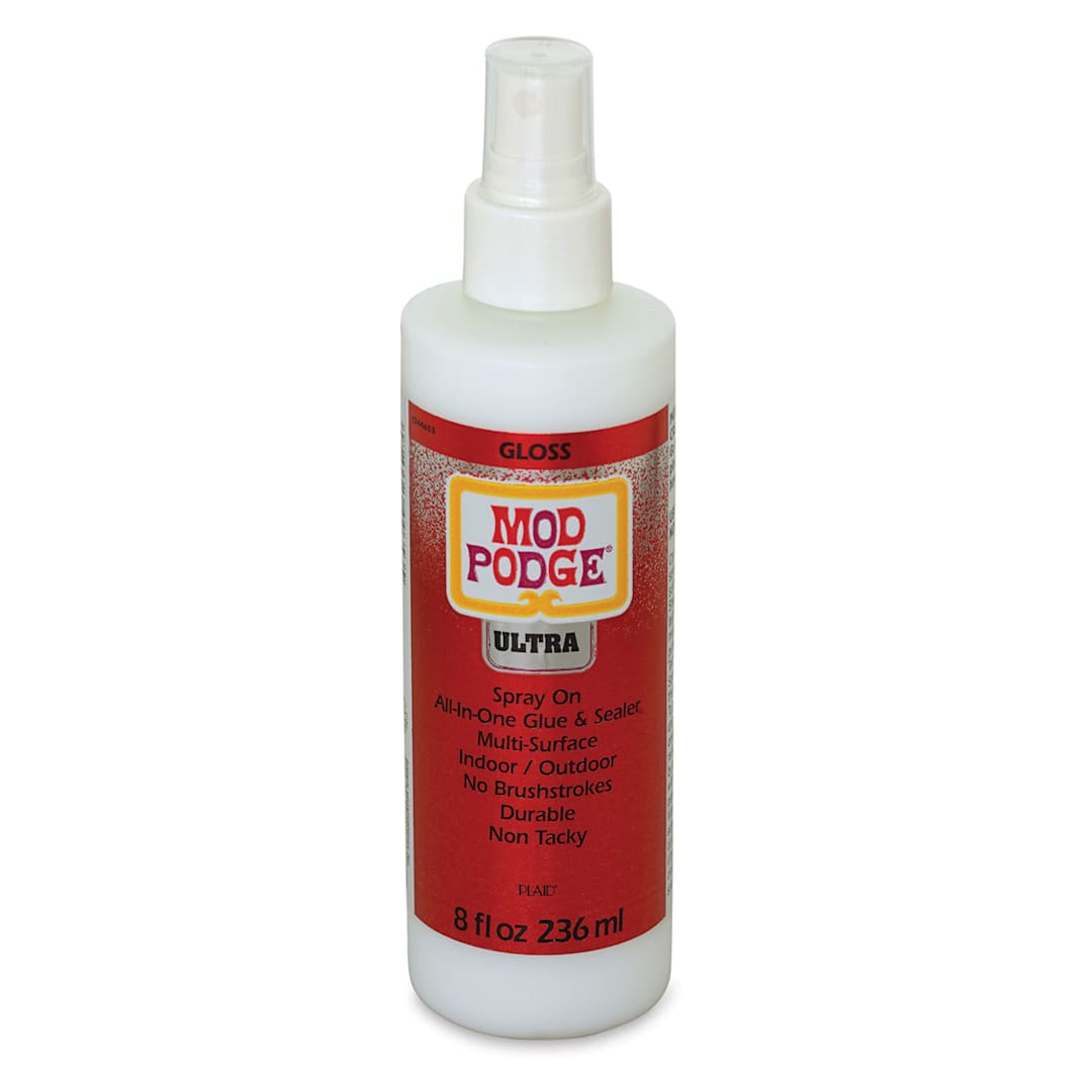 Open in modal - Mod Podge Ultra Spray Glue - Front of 8 oz bottle of Gloss spray shown