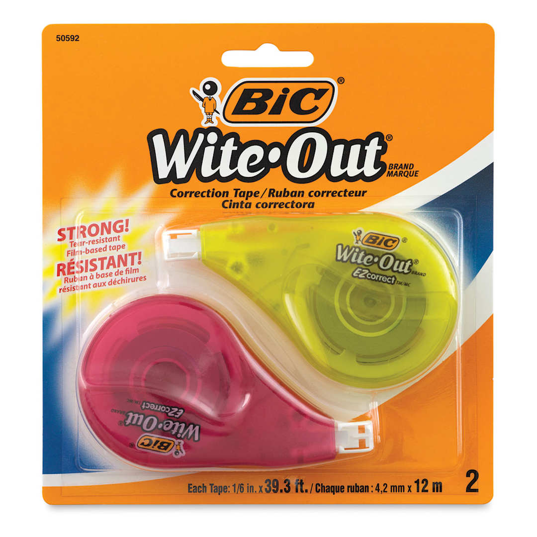 Open in modal - BIC Wite-Out Brand EZ Correct Correction Tape - Front of blister package of 2 tapes