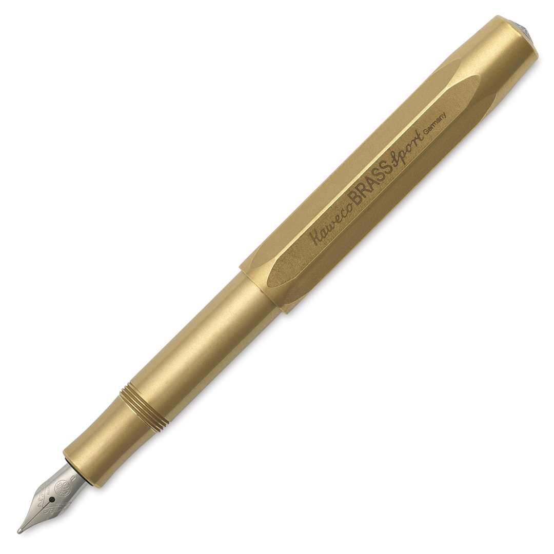 Open in modal - Kaweco Brass Sport Fountain Pen - Broad Nib, Blue Ink