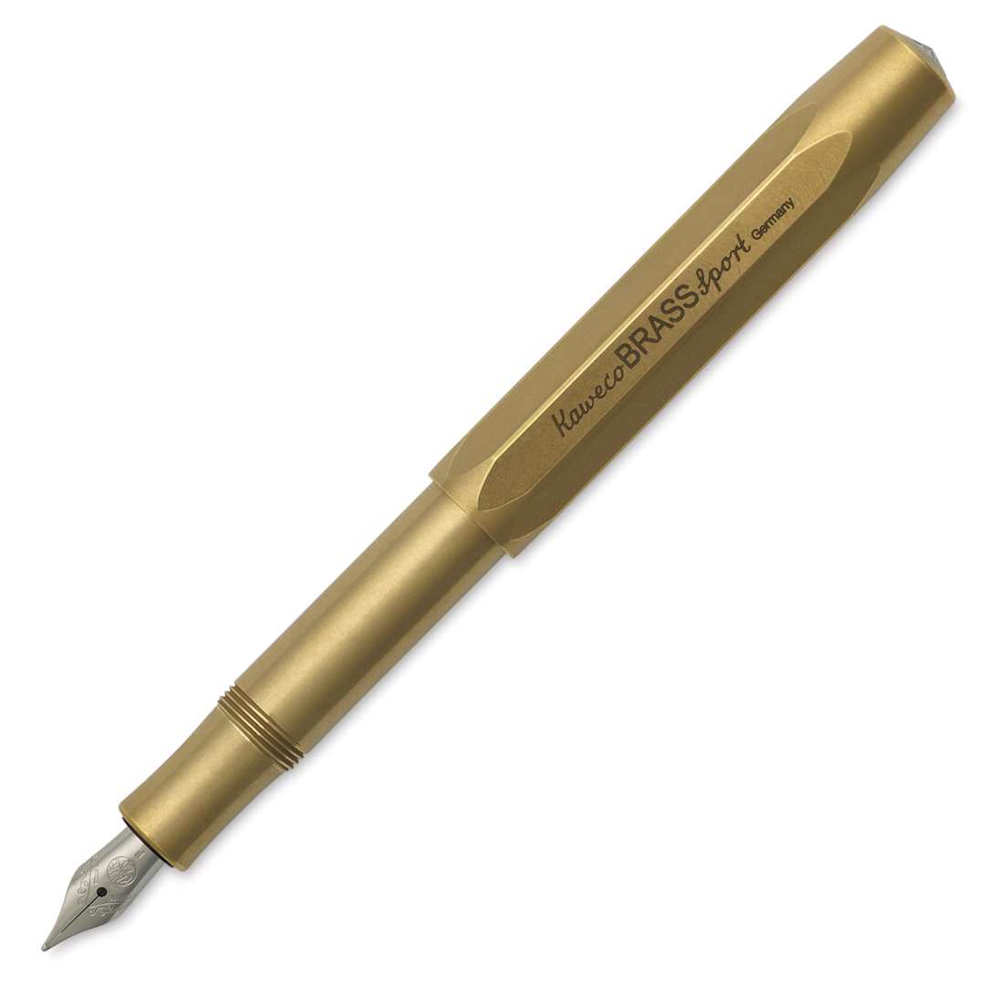 Open in modal - Kaweco Brass Sport Fountain Pen - Fine Nib, Blue Ink