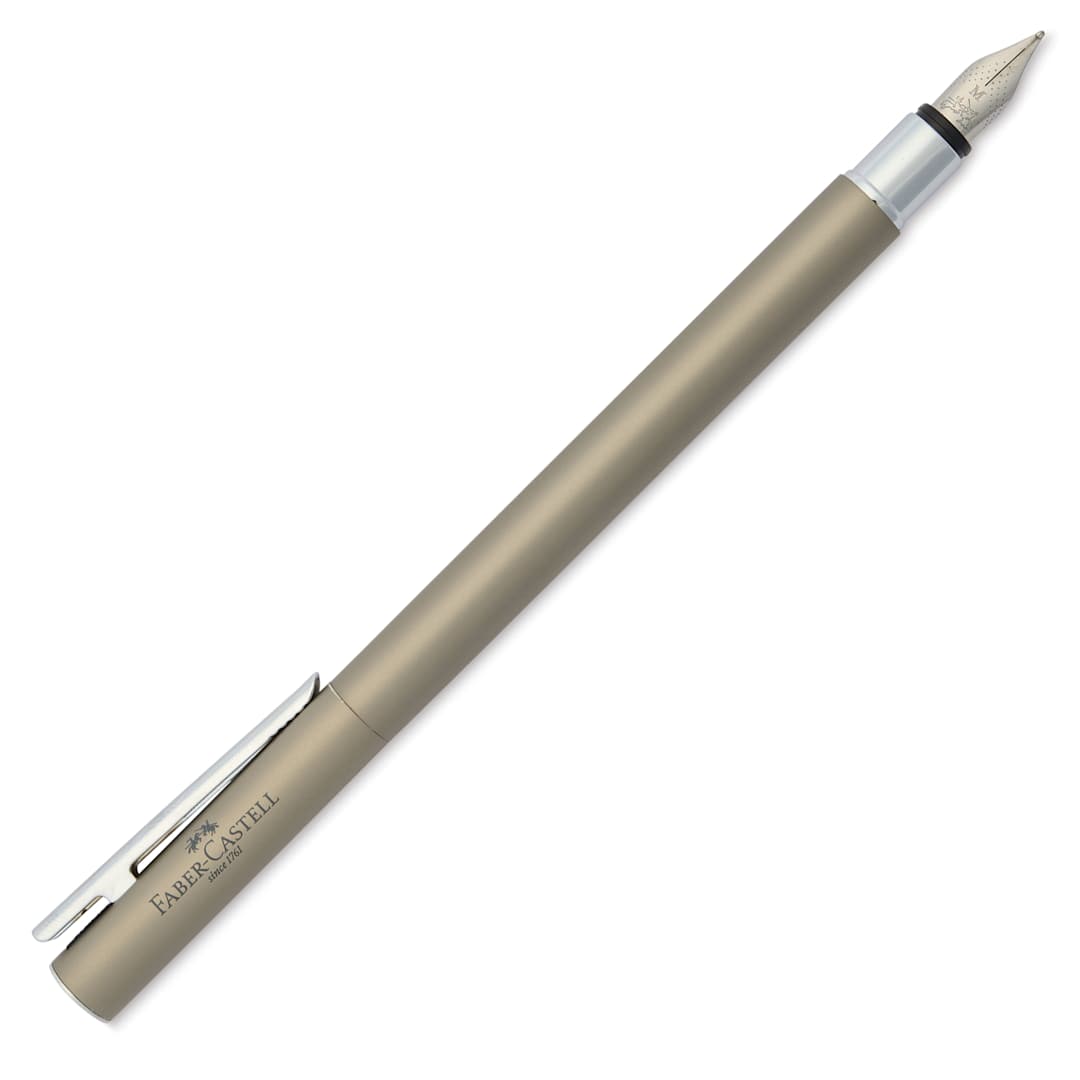 Open in modal - Faber-Castell Neo Slim Fountain Pen - Stainless Steel, Matte, Extra Fine Tip (image shows a different size nib)
