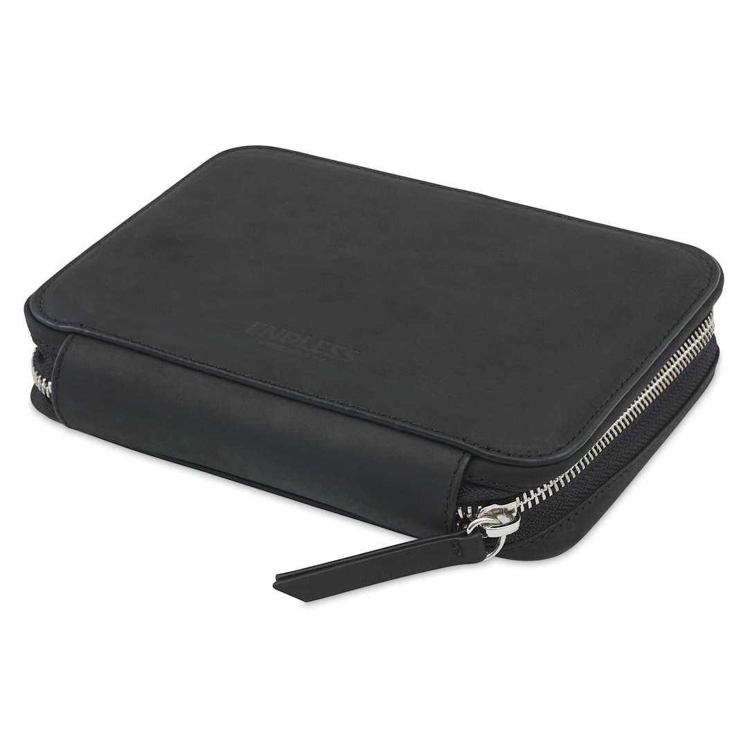 Open in modal - Endless Companion 10 Pen Pouch - Black, pen case closed laid flat