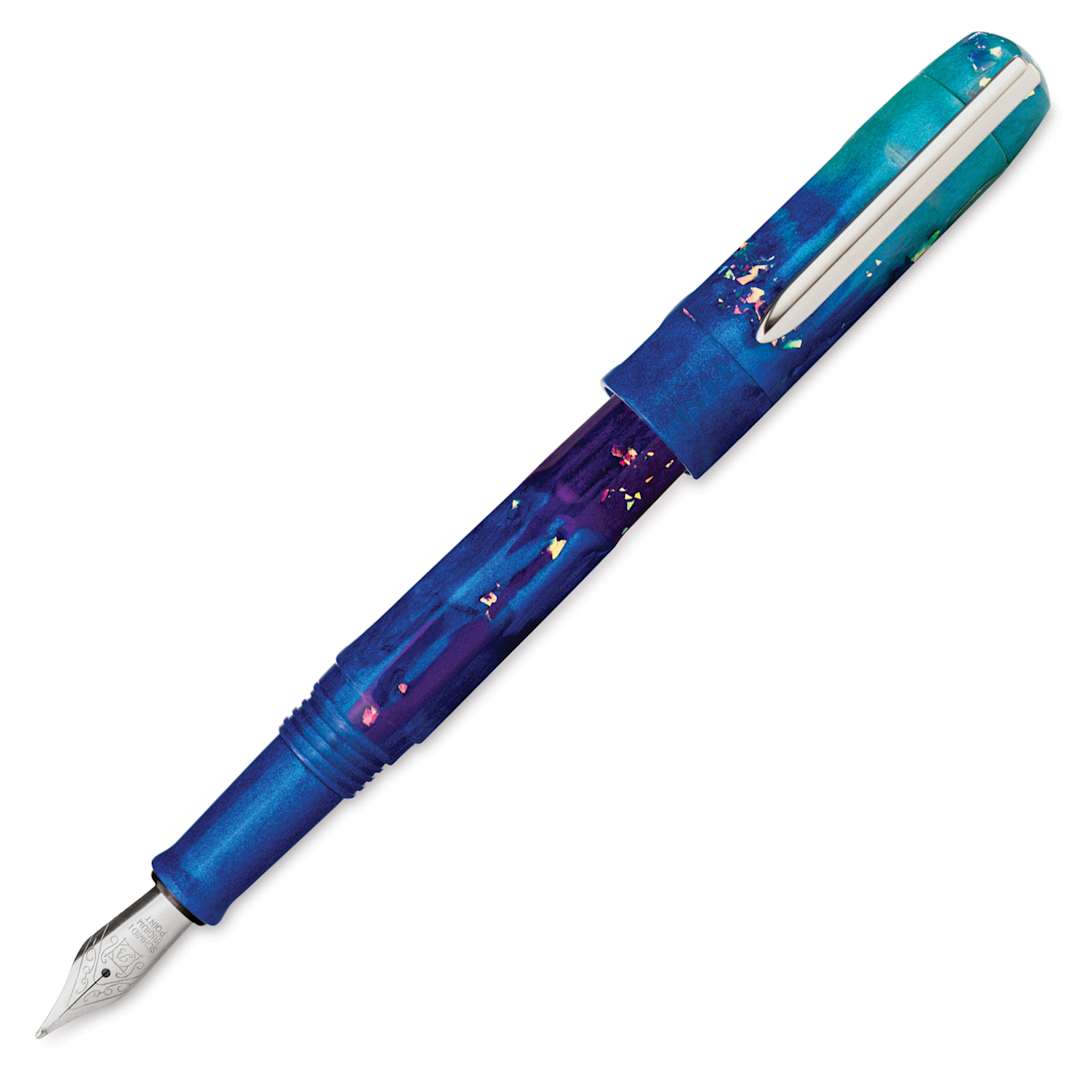 Open in modal - Benu Talisman Fountain Pen - Peacock Ore, cap off (image may show a different size nib)