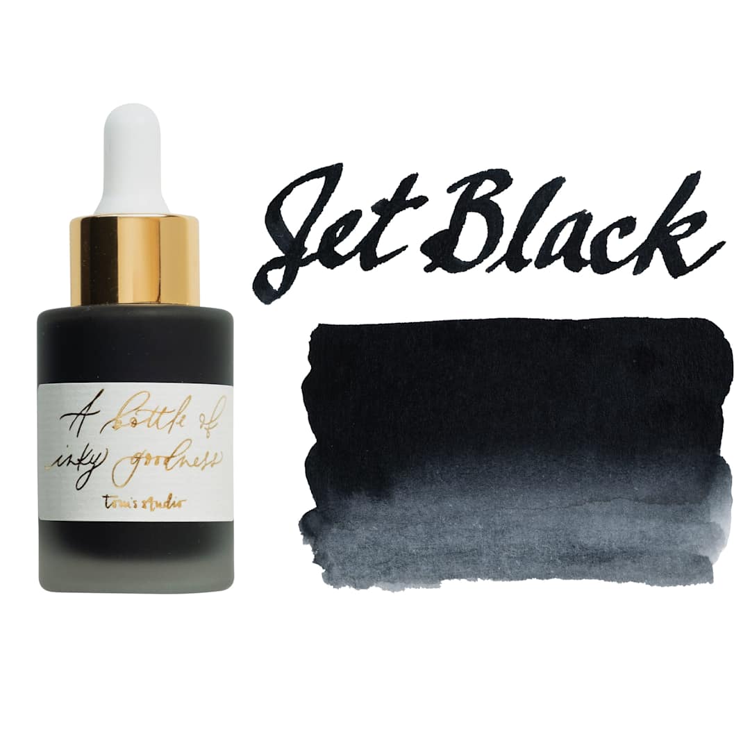 Open in modal - Tom's Studio Calligraphy Ink - Jet Black, 30 ml bottle with swatch