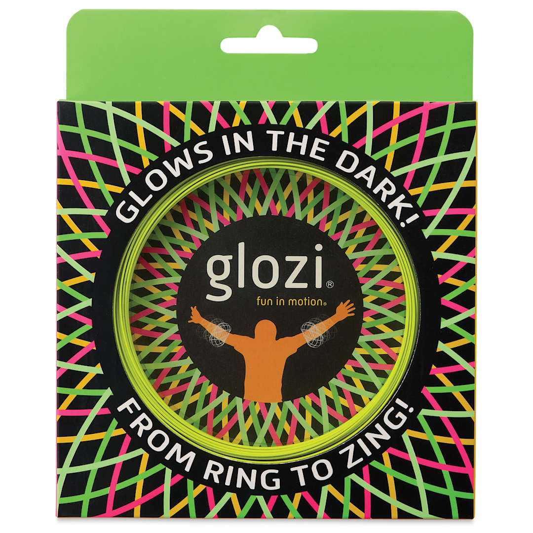 Open in modal - Fun in Motion Glozi Glow-in-the-Dark Fidget Toy - Yellow, front of packaging