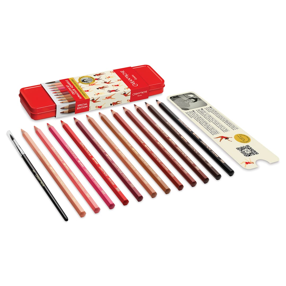Open in modal - Caran d’Ache Nina Cosford Special Edition Creative Set - packaging and contents 