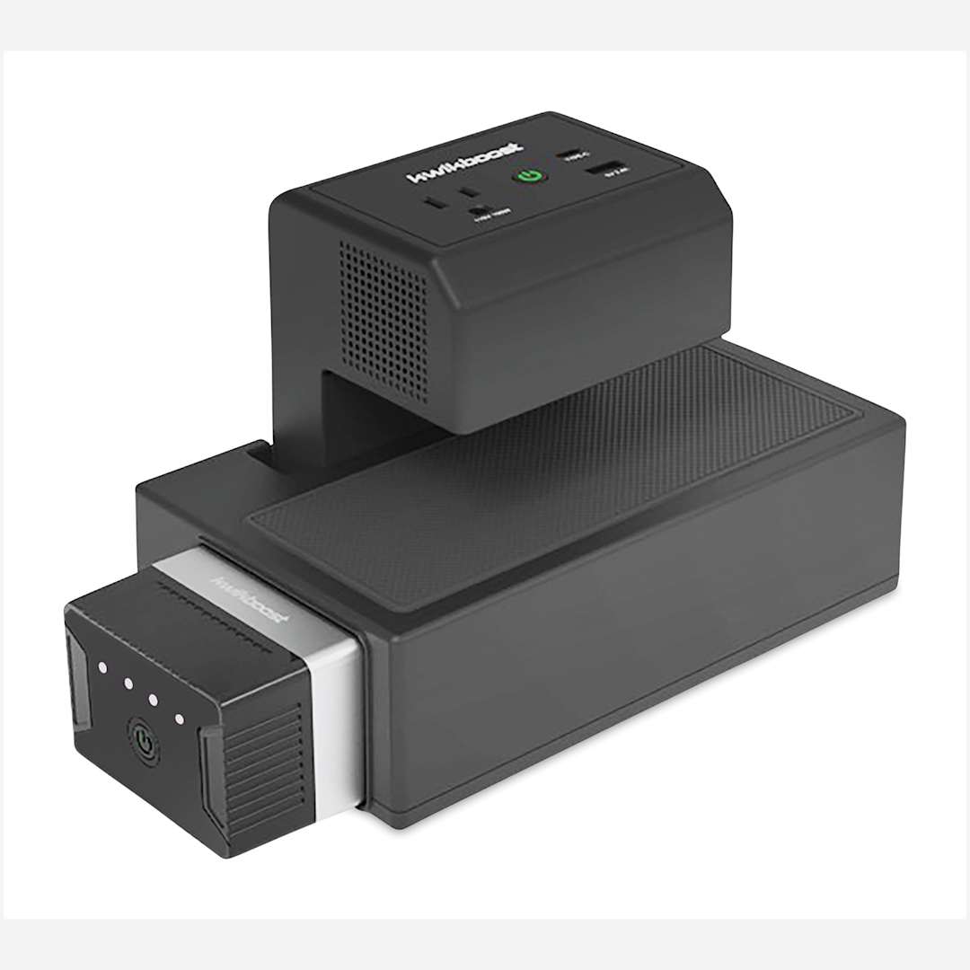 Open in modal - KwikBoost EdgePower Desktop Charging Station System - Personal Use Set, battery inside dock.