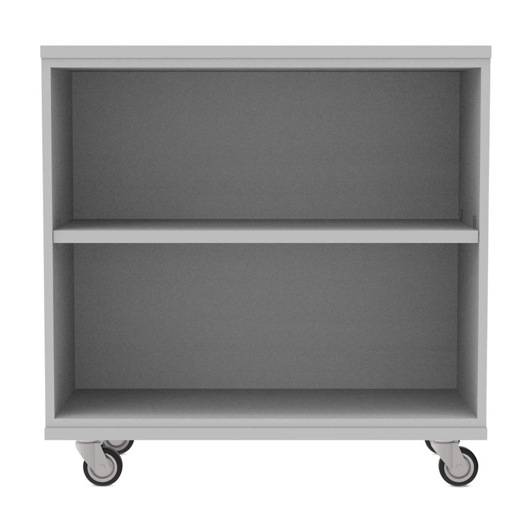 Open in modal - WB Mfg Single Sided Bookcase with Casters - 36" x 36" x 16", Gray, front of bookcase