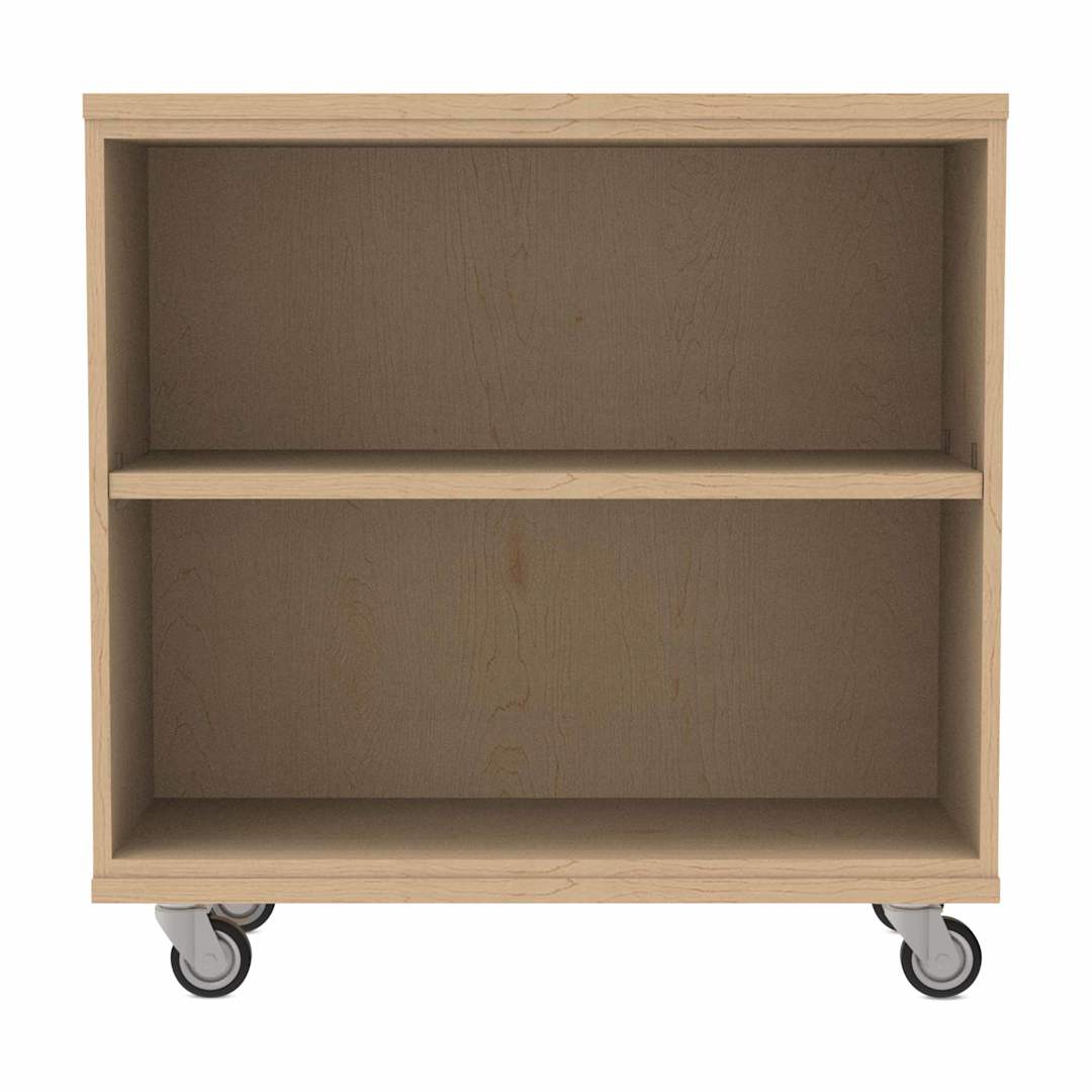 Open in modal - WB Mfg Single Sided Bookcase with Casters - 36" x 36" x 16", Wood, front of bookcase