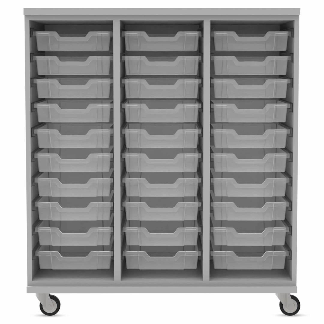 Open in modal - WB Mfg Tote Storage Cabinet - Folkstone Gray, 42" x 48", 30 clear totes, front of cabinet