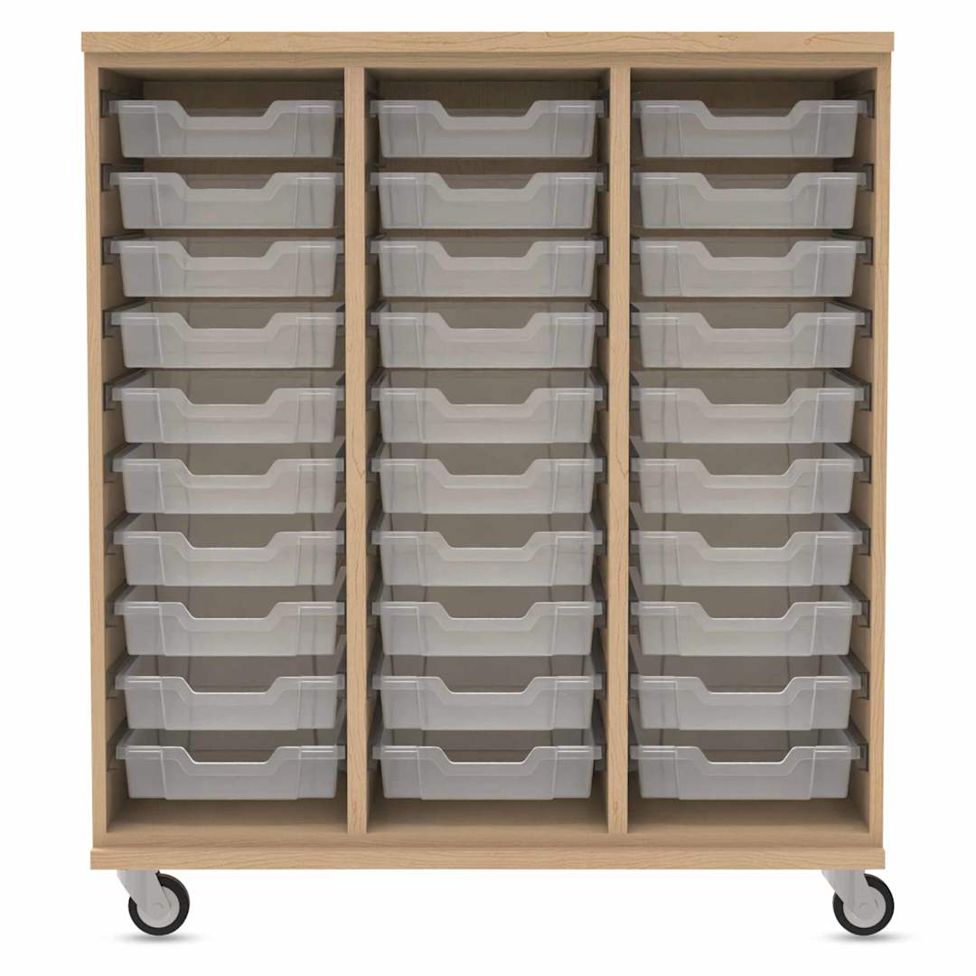 Open in modal - WB Mfg Tote Storage Cabinet - Maple Laminate, 42" x 48", 30 Totes, front of cabinet