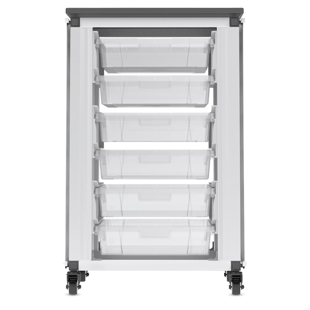 Open in modal - Modular Storage Cabinet, front view of the single module with 6 small bins. 