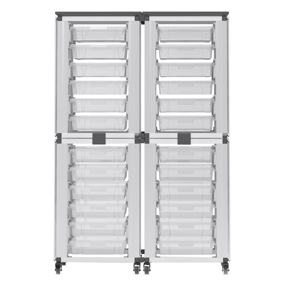 Open in modal - Modular Storage Cabinet, front view of the 4 stacked module with 24 small bins.