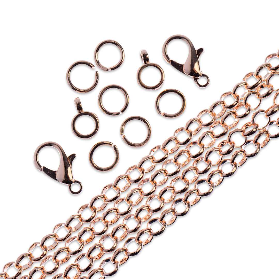Open in modal - John Bead Rolo Cable Chain and Findings Set - 4 mm, Rose Gold (Out of packaging)