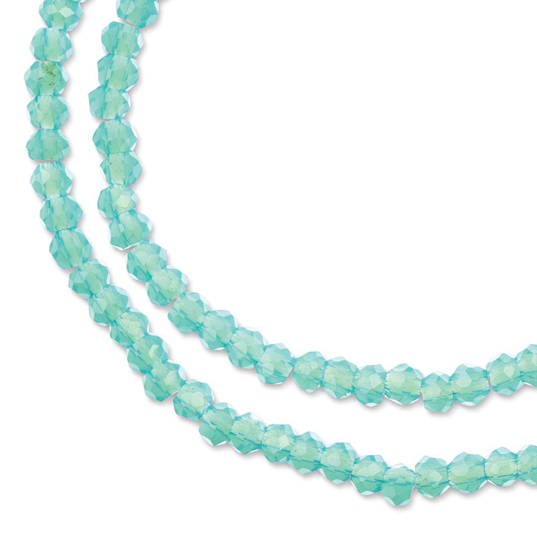 Open in modal - John Bead Crystal Lane Rondelle Bead Strands - Turquoise Blue, Opaque, Iris, 7" (Close-up of beads)