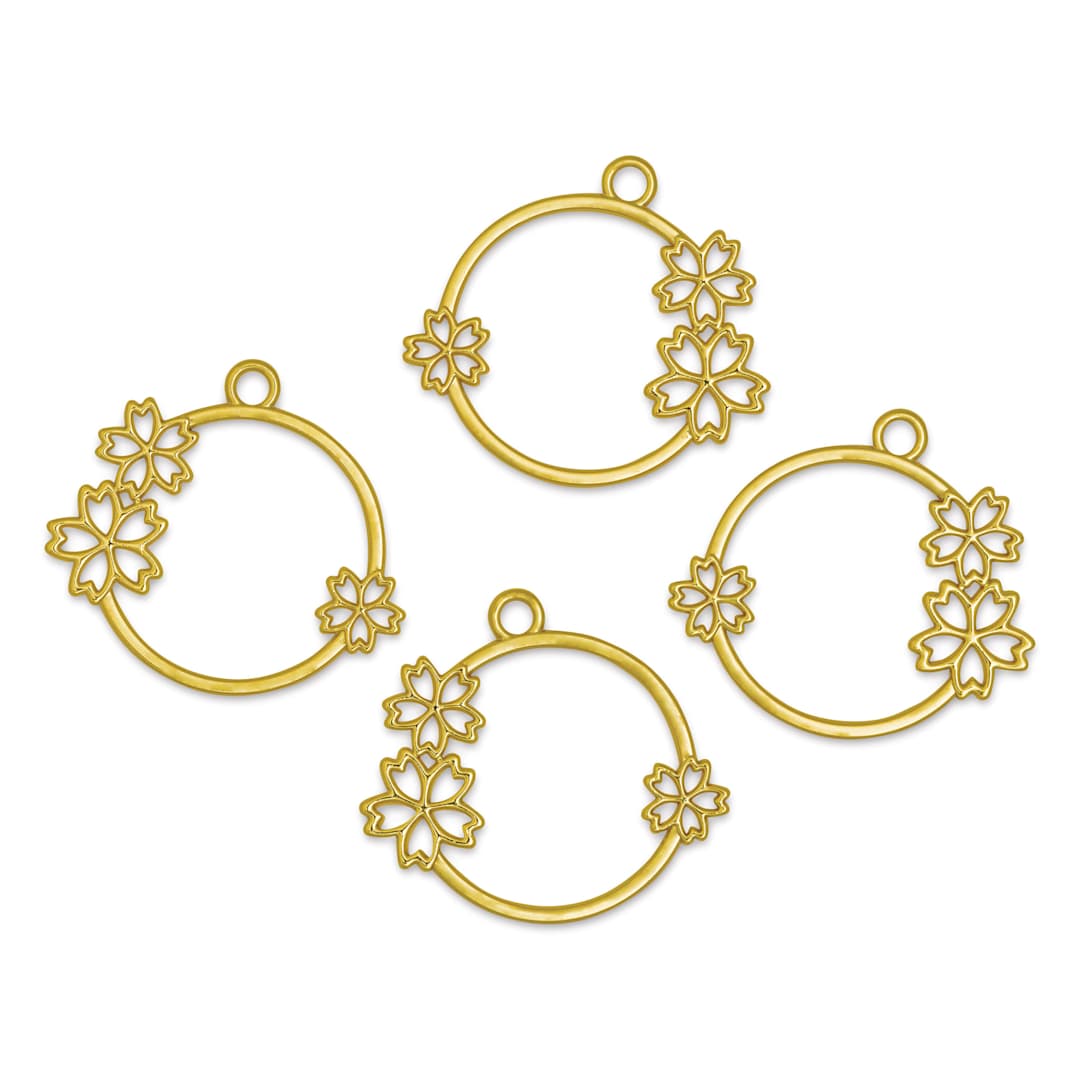 Open in modal - John Bead Beadwork Charms - Gold Flower, Pkg of 4