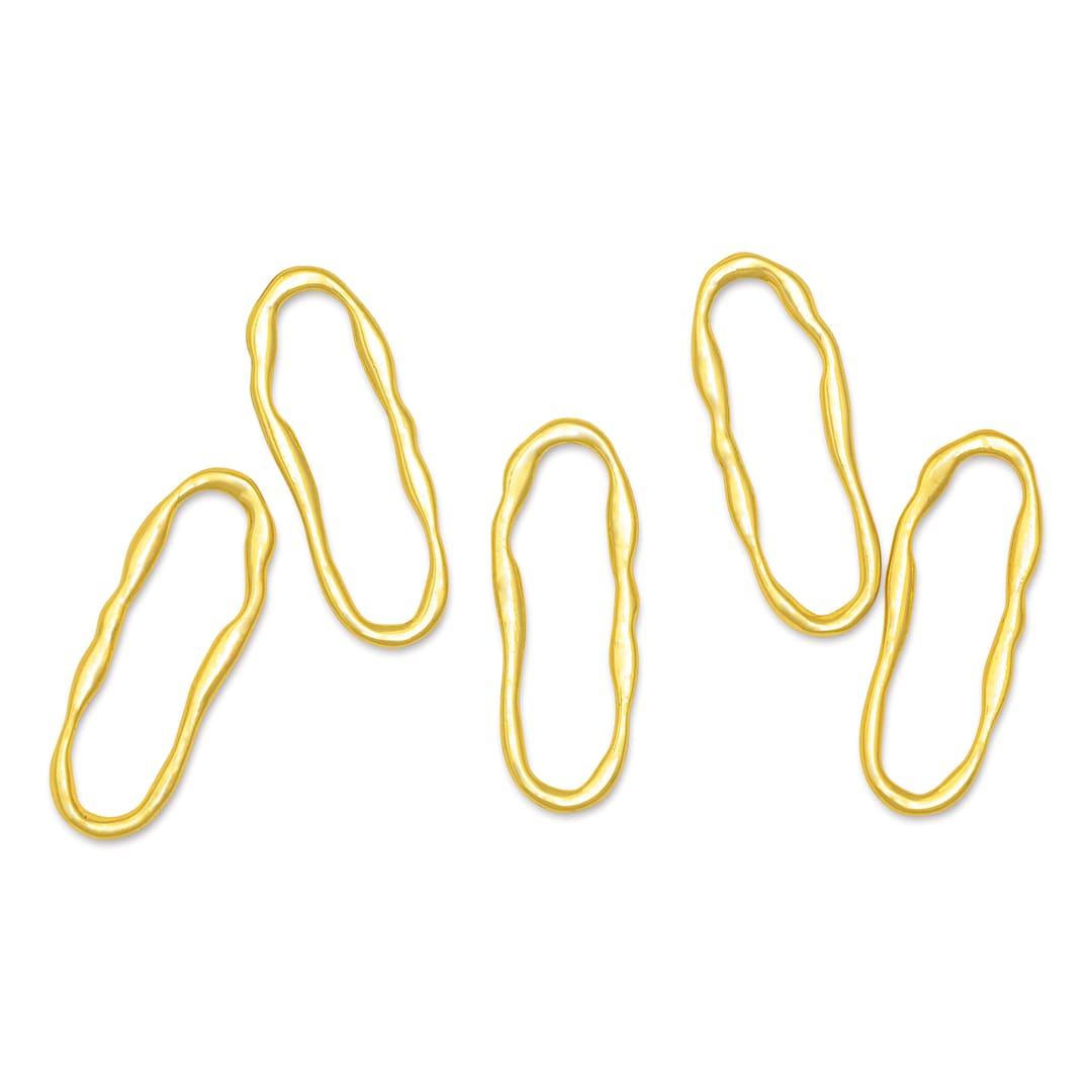 Open in modal - John Bead Beadwork Charms - Gold Organic Oval, Pkg of 5