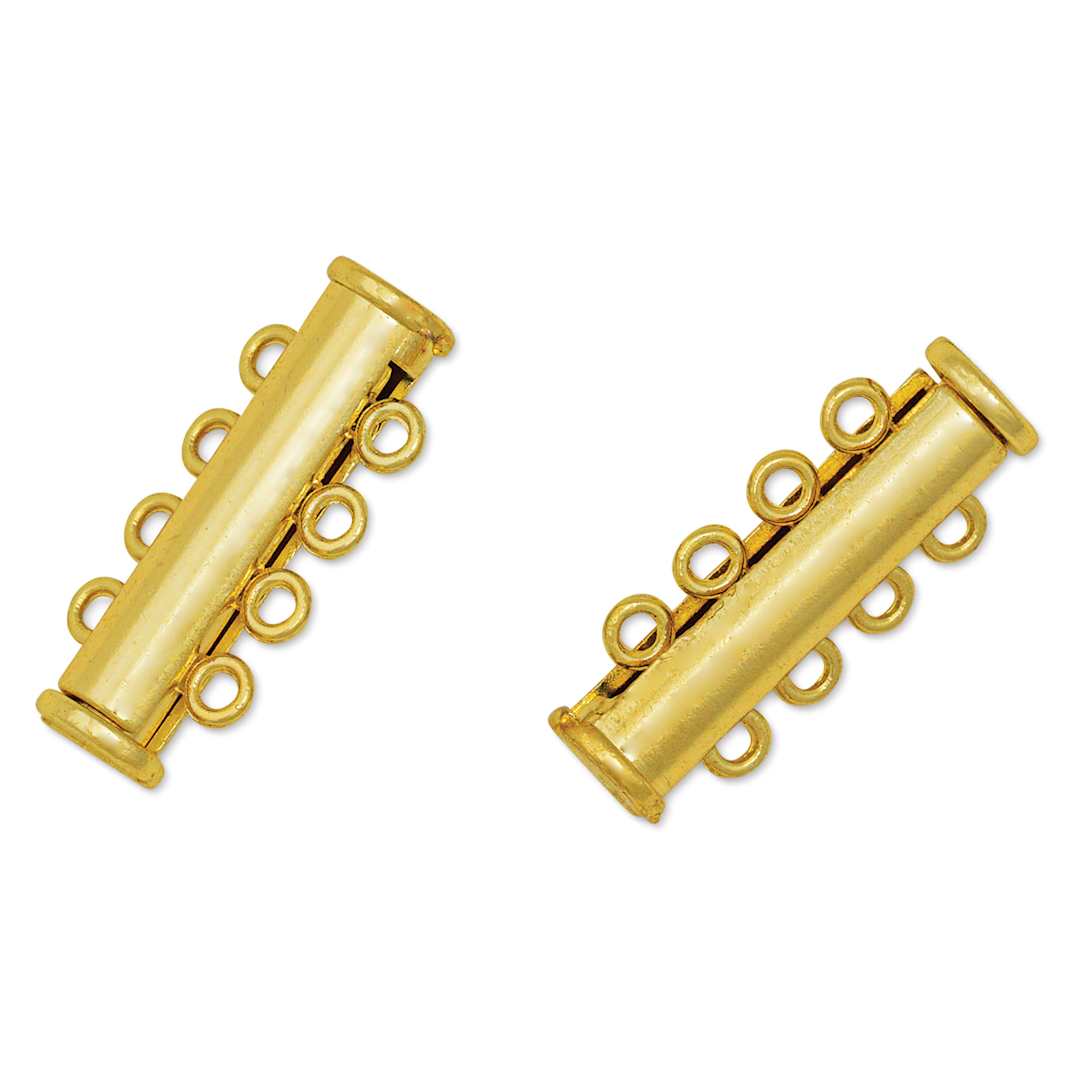 Open in modal - John Bead Beadwork Findings - Gold Tube, 4 Strands, Pkg of 2