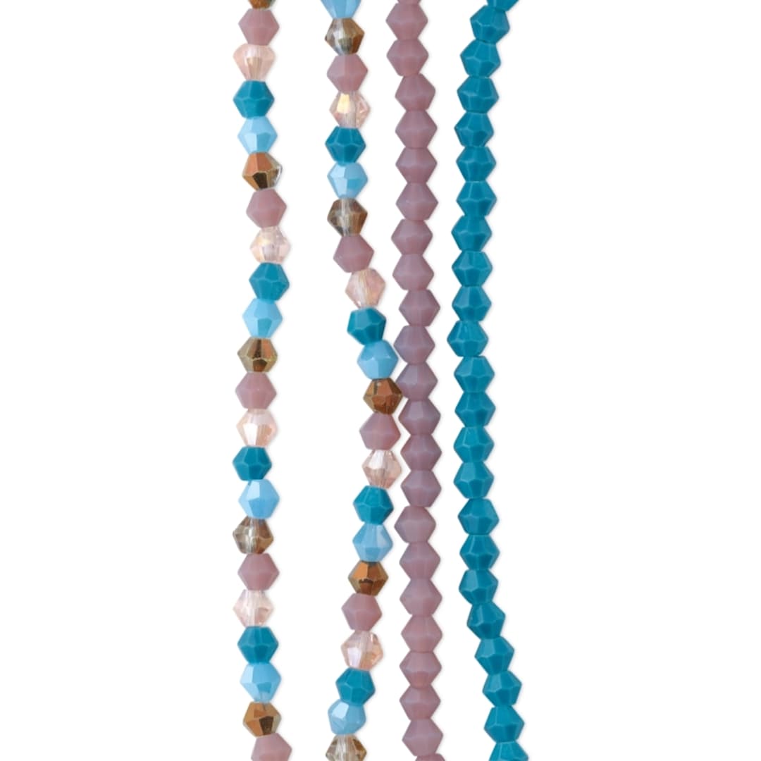 Open in modal - John Bead DIY Designer Glass Bead Strand - Glass Bicone, Purple, 4 mm close-up
