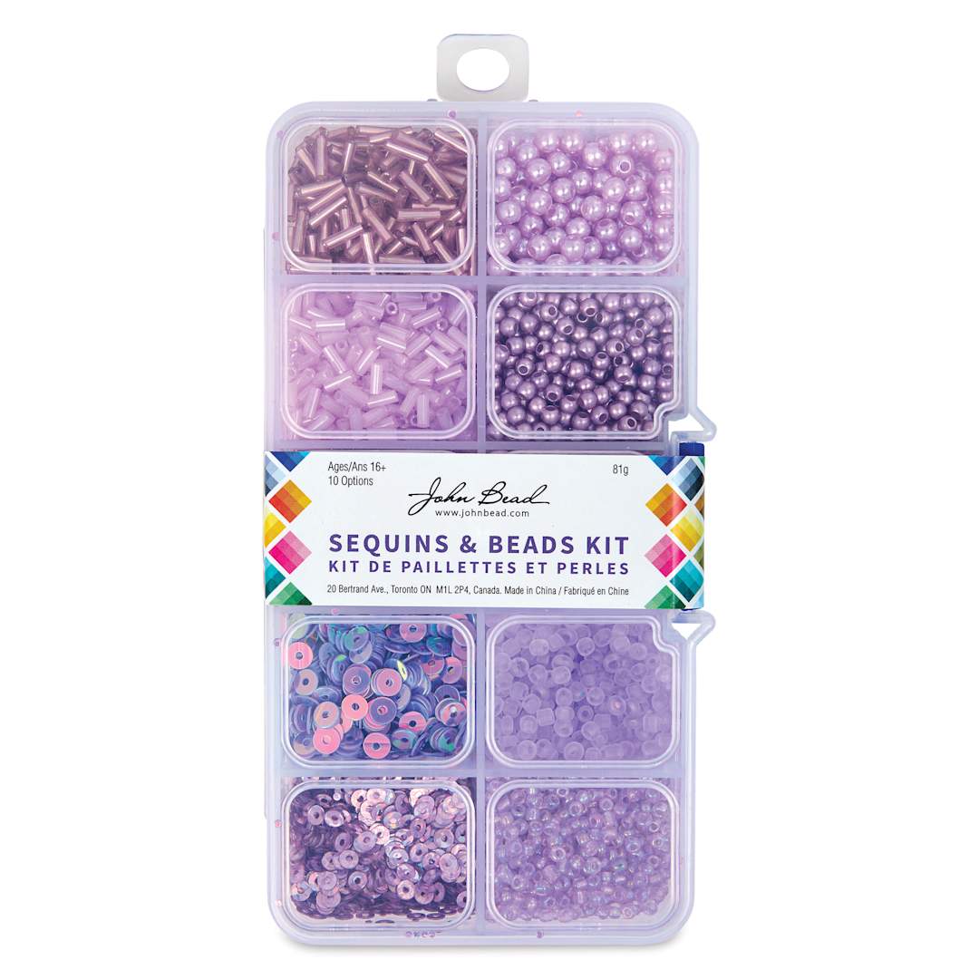 Open in modal - John Bead Sequins & Beads Kit - Light Purple, 81 g front of packaging