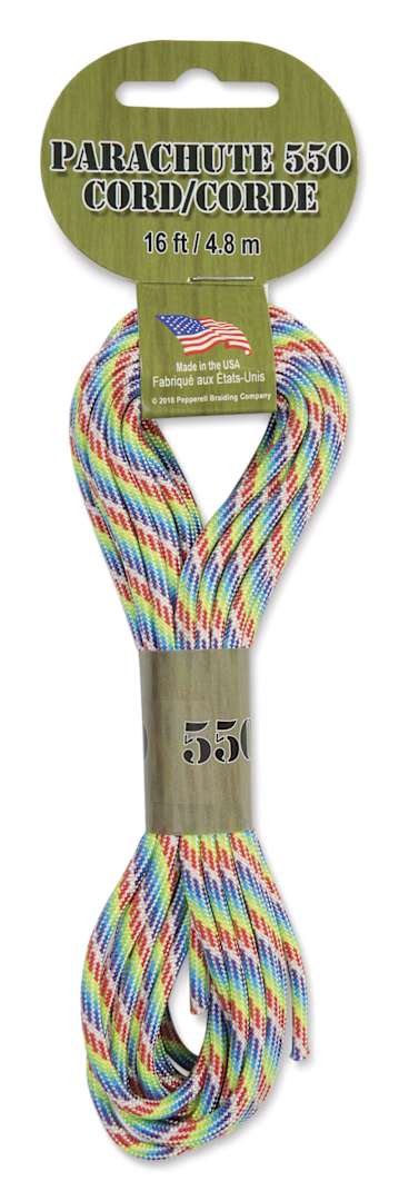 Open in modal - Pepperell Parachute 550 Cord - Rainbow, 16 ft - front of packaging
