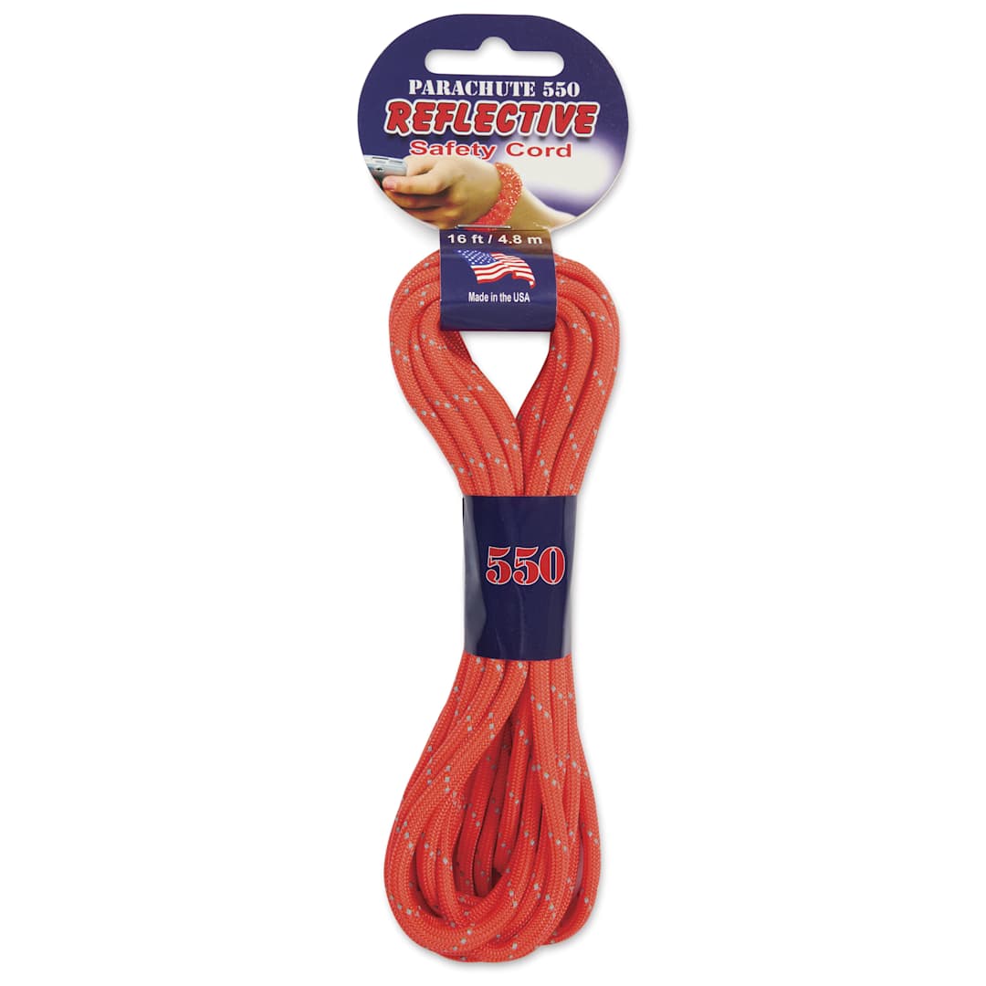 Open in modal - Pepperell Parachute 550 Cord - Reflective Orange, 16 ft - front of packaging