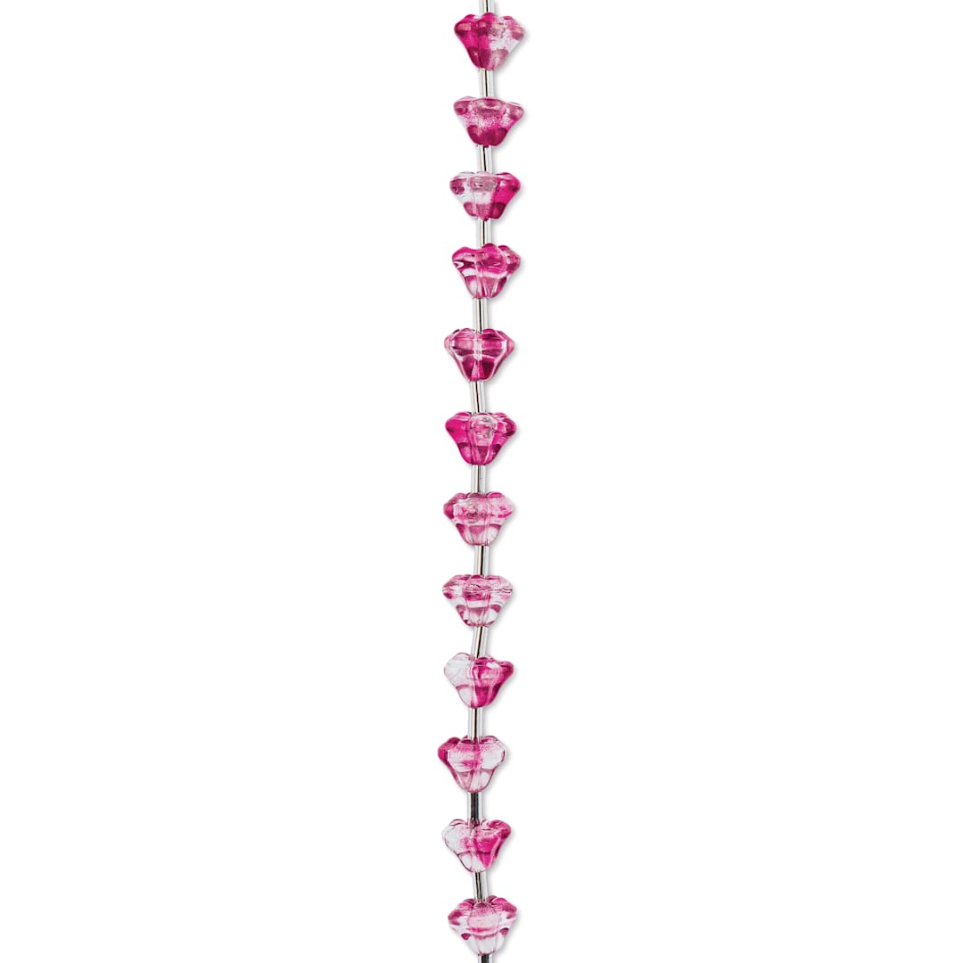 Open in modal - John Bead Crystal Lane DIY Glass Garden Bead Single Strand - Flowers, Red