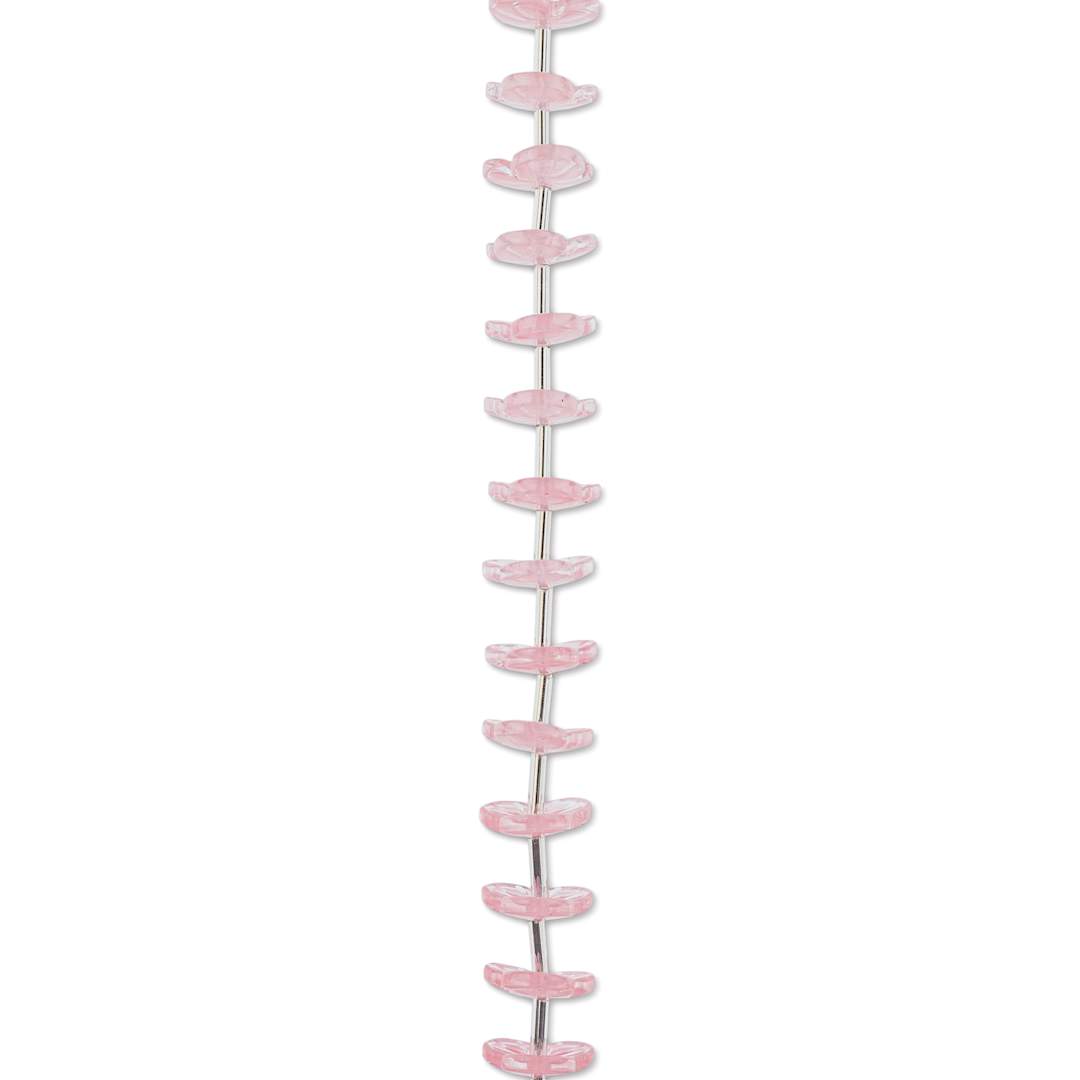 Open in modal - John Bead Crystal Lane DIY Glass Garden Bead Single Strand - Flower Caps, Opaque Pink close-up