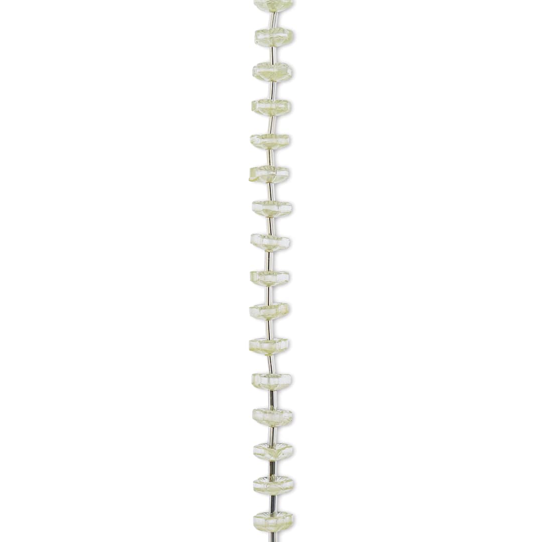 Open in modal - John Bead Crystal Lane DIY Glass Garden Bead Single Strand - Flower Caps, Opaque Green close-up