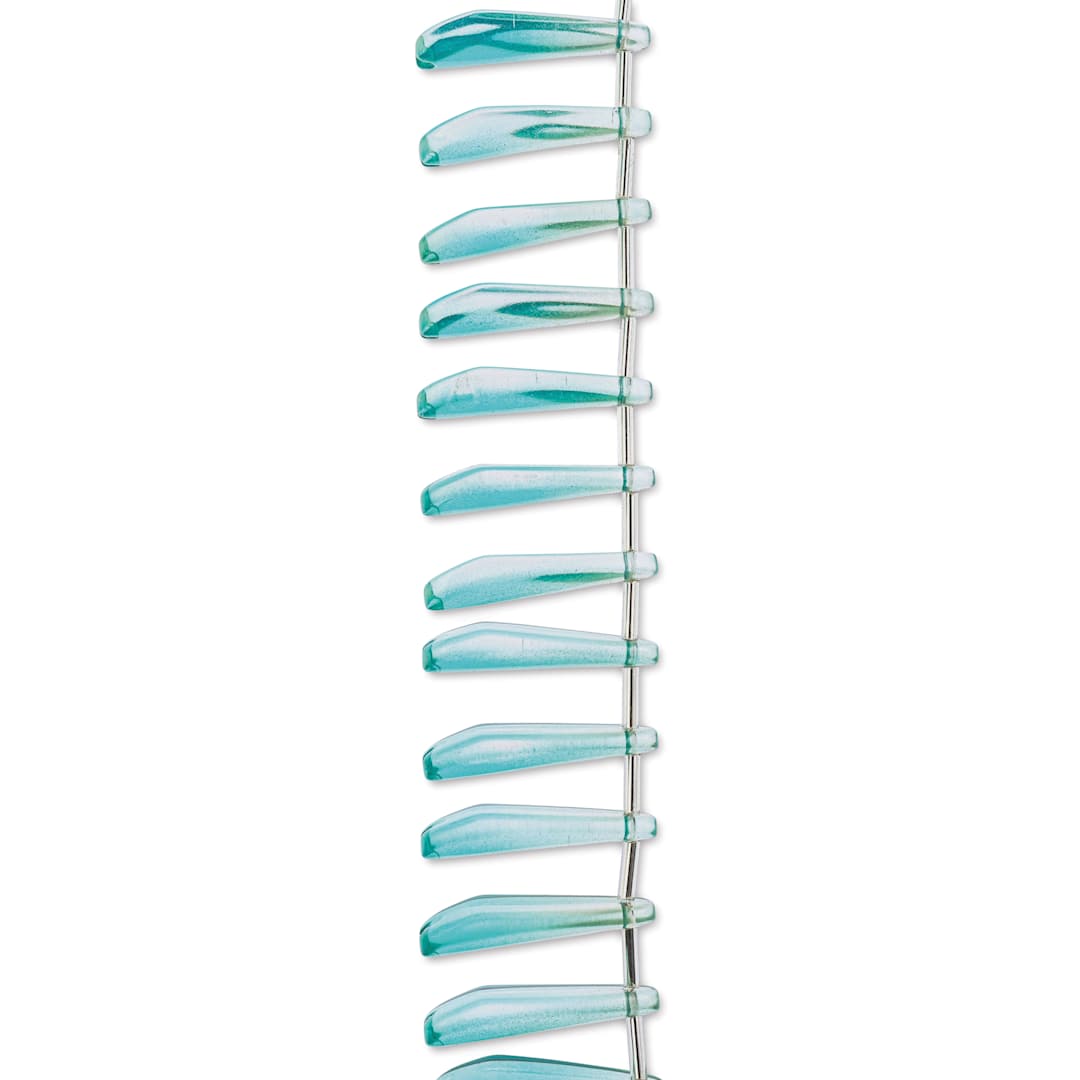Open in modal - John Bead Crystal Lane DIY Glass Garden Bead Single Strand - Long Petals, Blue Green