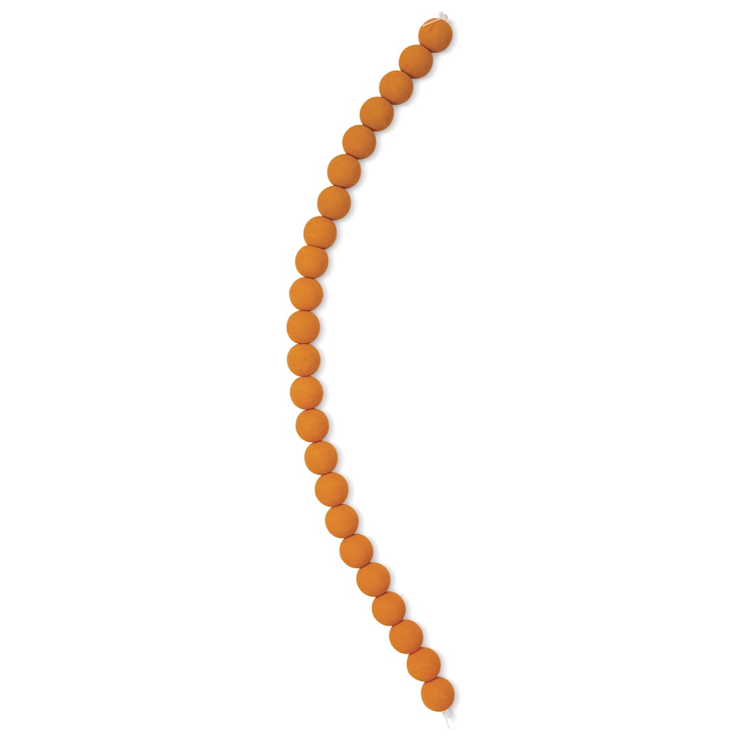 Open in modal - John Bead Czech Glass Preciosa Velvet Bead Strand - Round, Orange, 8 mm