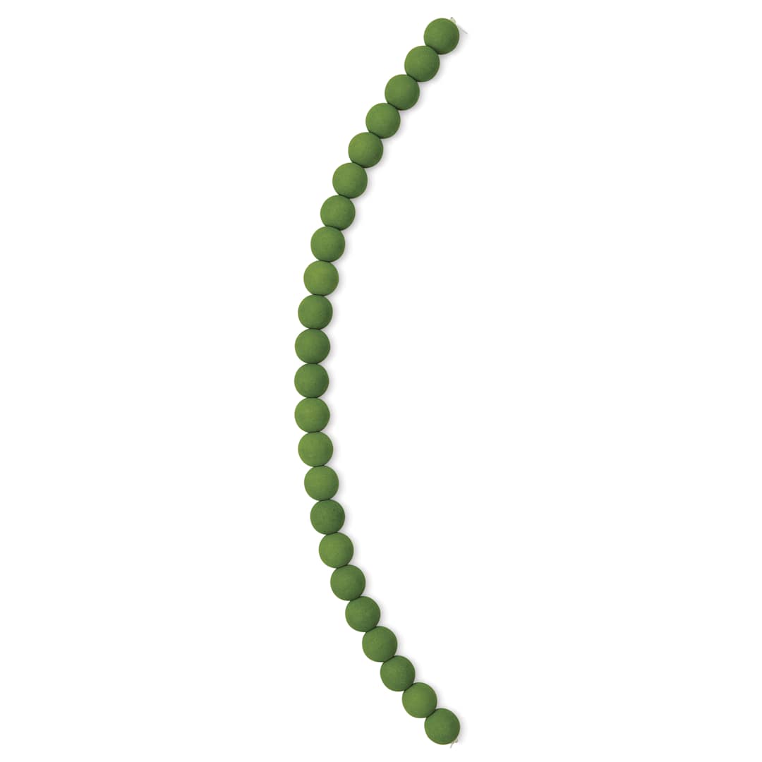 Open in modal - John Bead Czech Glass Preciosa Velvet Bead Strand - Round, Green, 8 mm