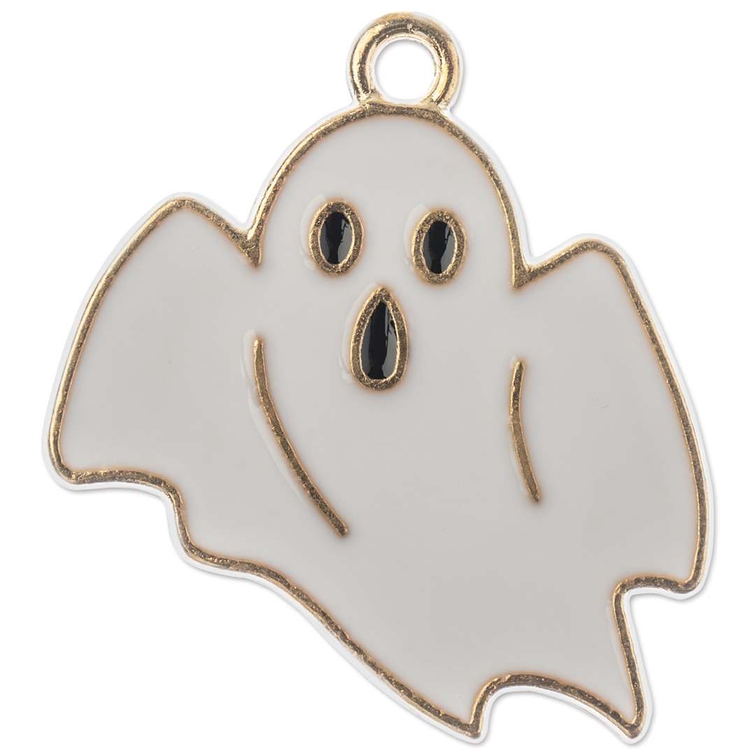 Open in modal - John Bead Sweet & Petite Enamel Charm - Ghost, White showing single charm
