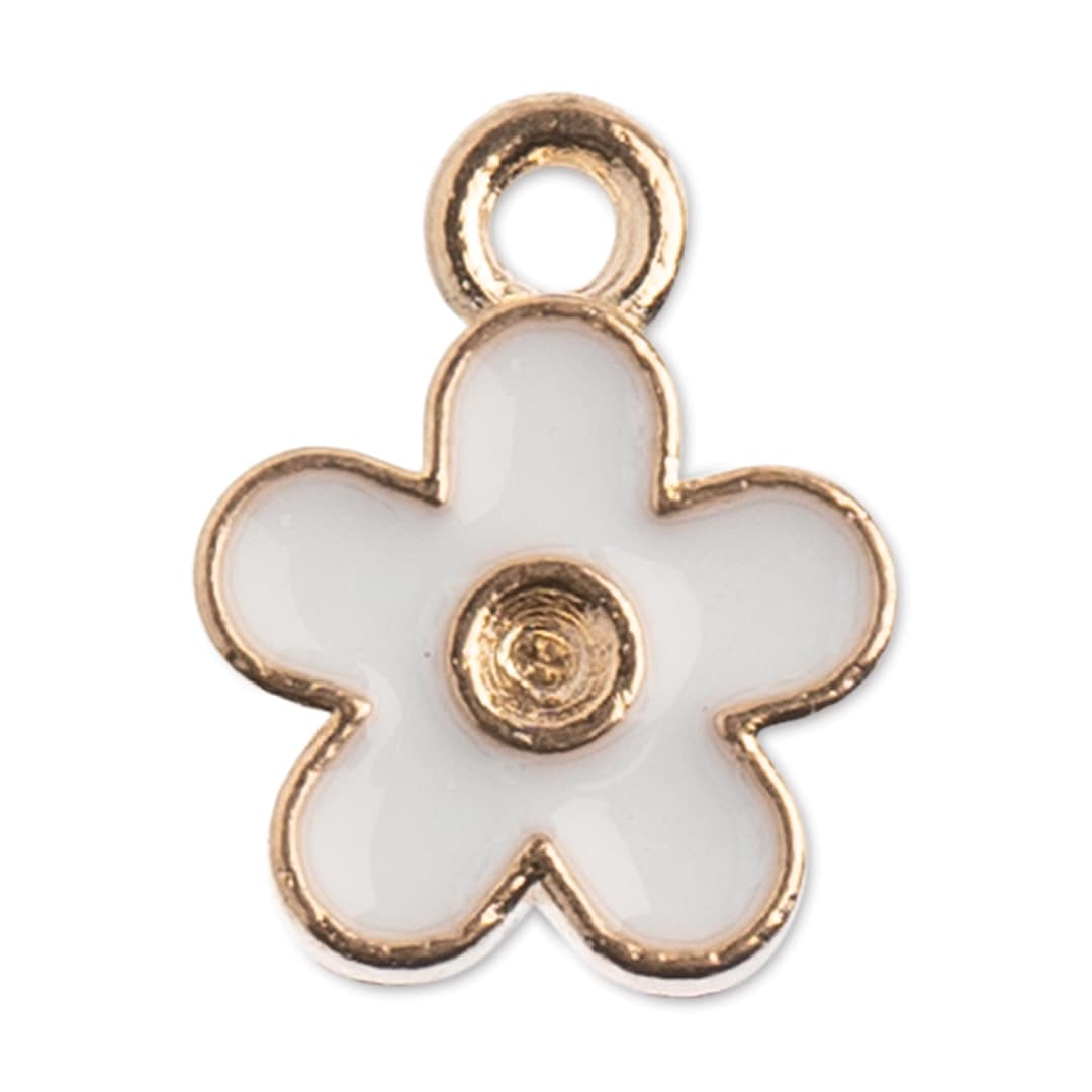 Open in modal - John Bead Sweet & Petite Enamel Charm - Small Flower, White showing single charm
