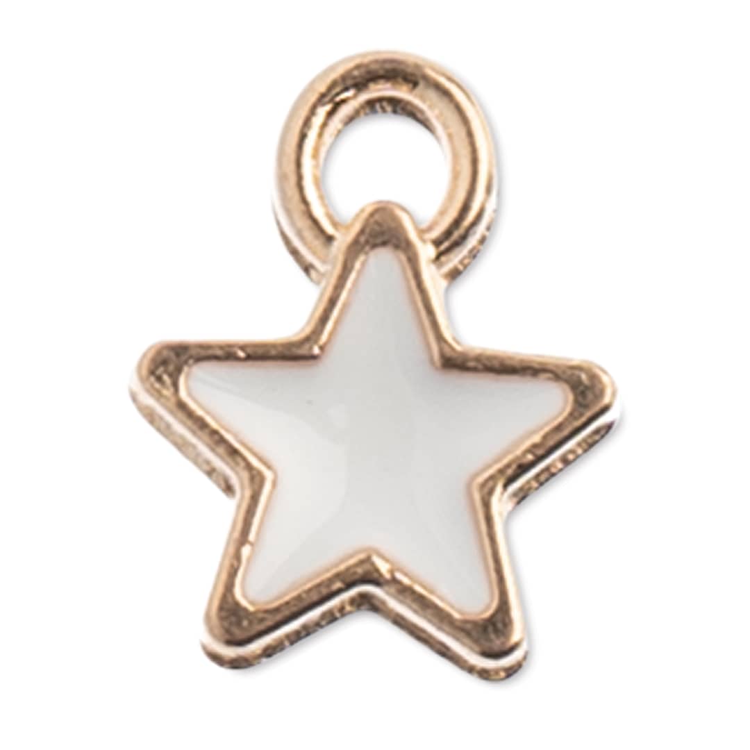 Open in modal - John Bead Sweet & Petite Enamel Charm - Tiny Star, White showing single charm