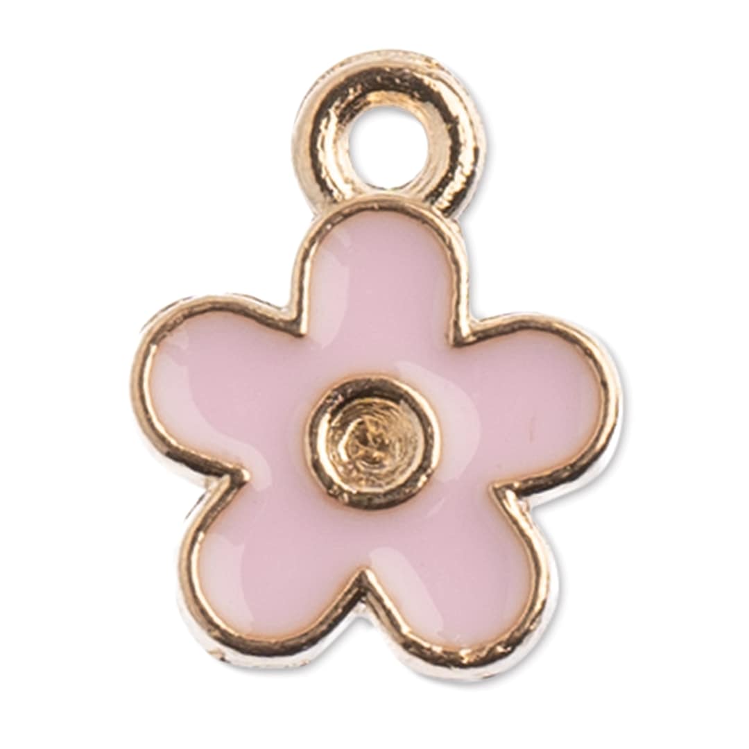 Open in modal - John Bead Sweet & Petite Enamel Charm - Small Flower, Pink showing single charm