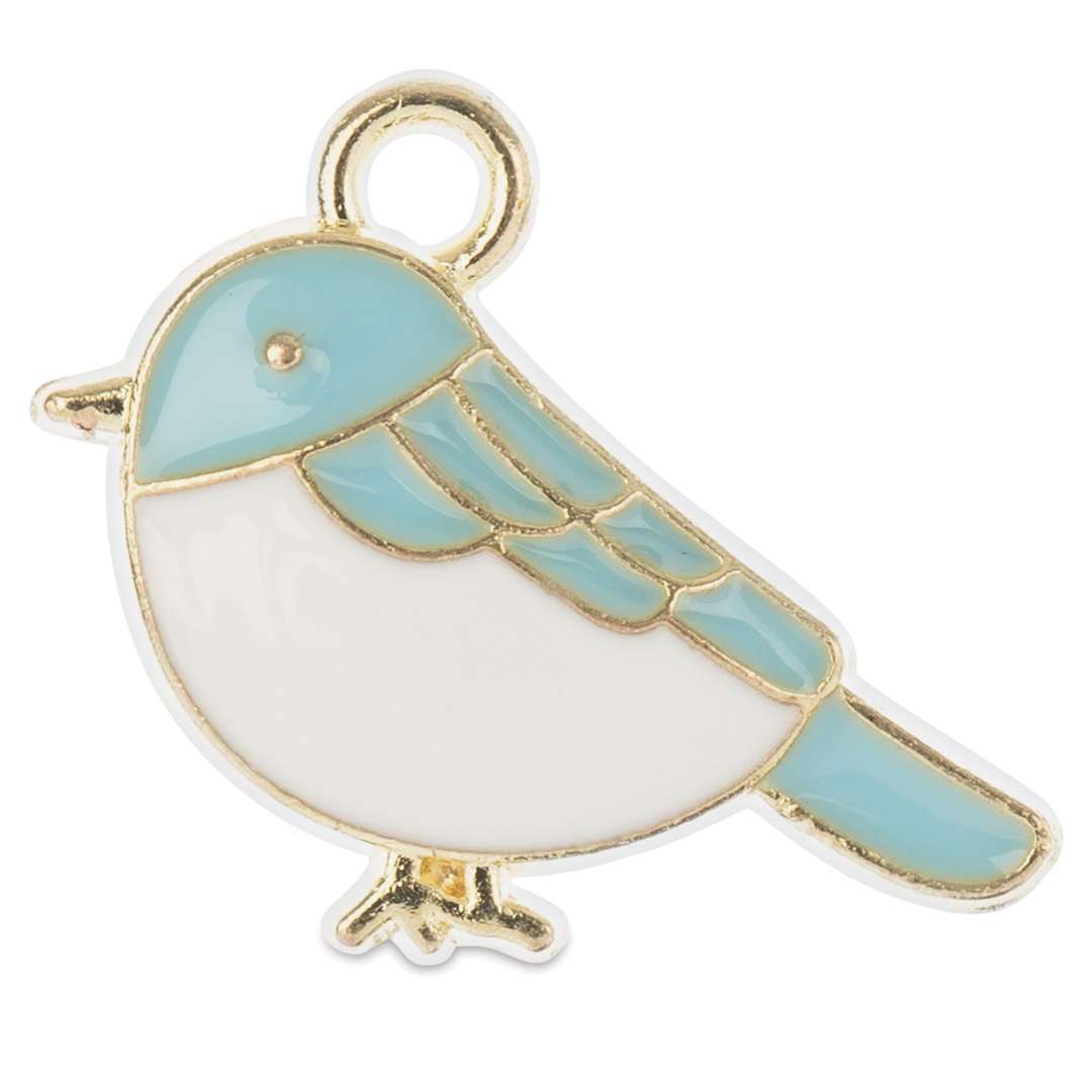 Open in modal - John Bead Sweet & Petite Enamel Charm - Birdie, Blue and White showing single charm