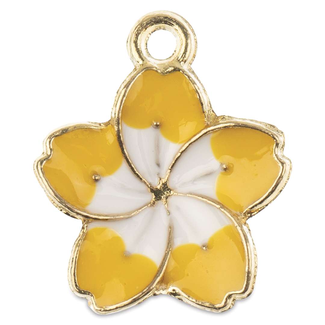 Open in modal - John Bead Sweet & Petite Enamel Charm - Flower, Yellow and White showing single charm
