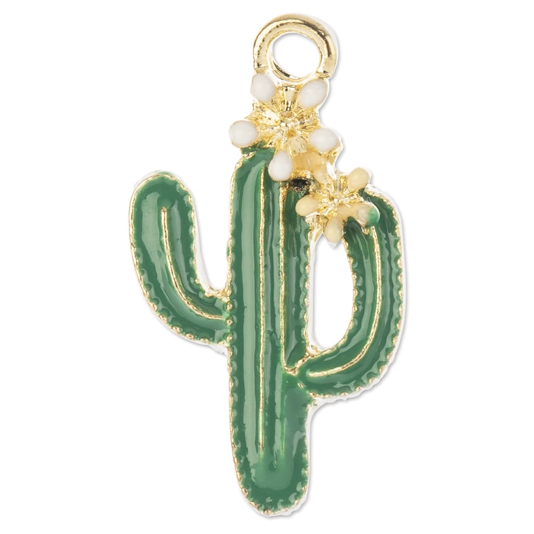 Open in modal - John Bead Sweet & Petite Enamel Charm - Cactus, Green showing single charm