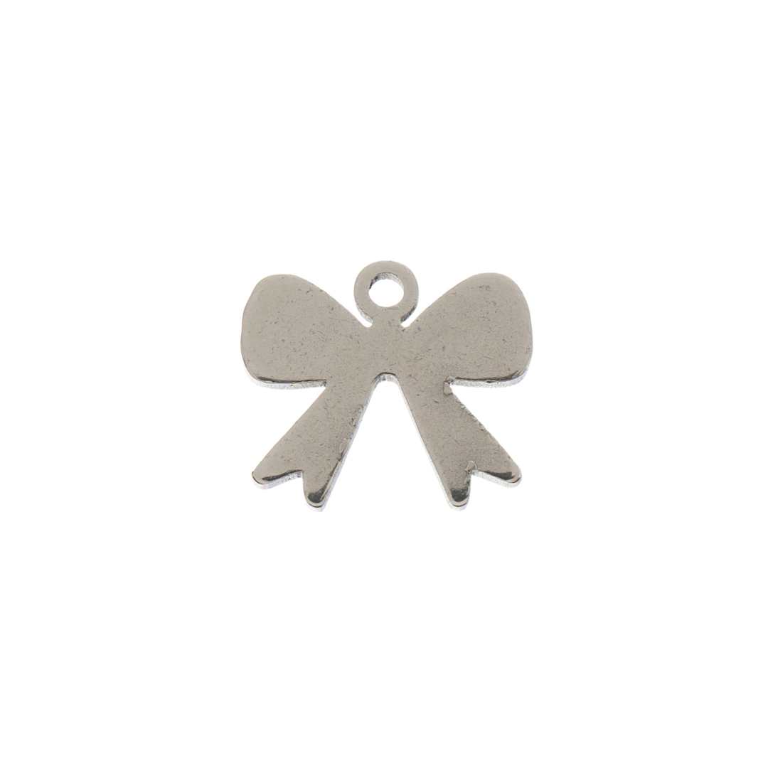 Open in modal - John Bead Sweet & Petite Metal Charms - Silver Bows showing single charm