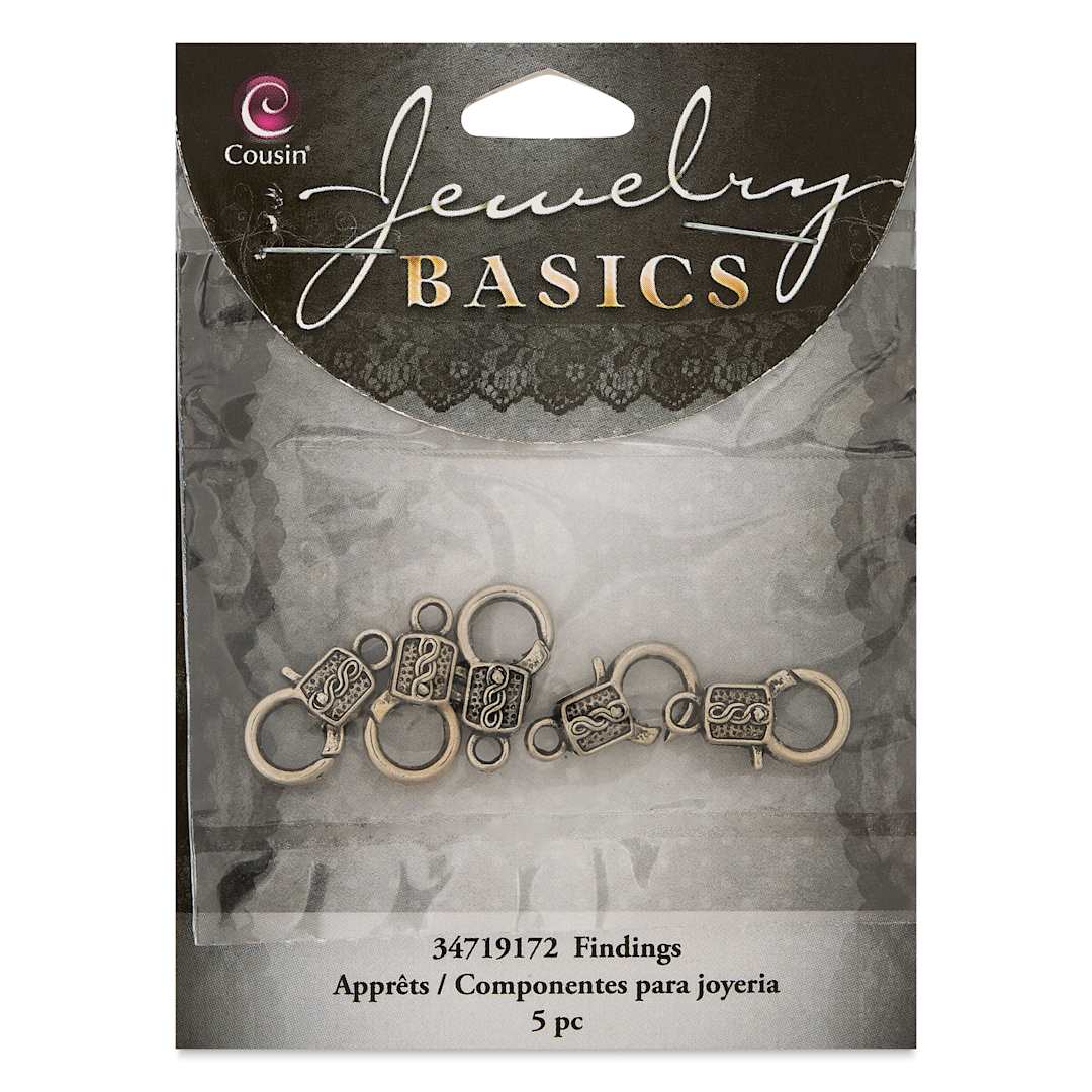 Open in modal - Cousin Jewelry Basics Medium Deco Lobster Claw Clasps - Pkg of 5 front of packaging