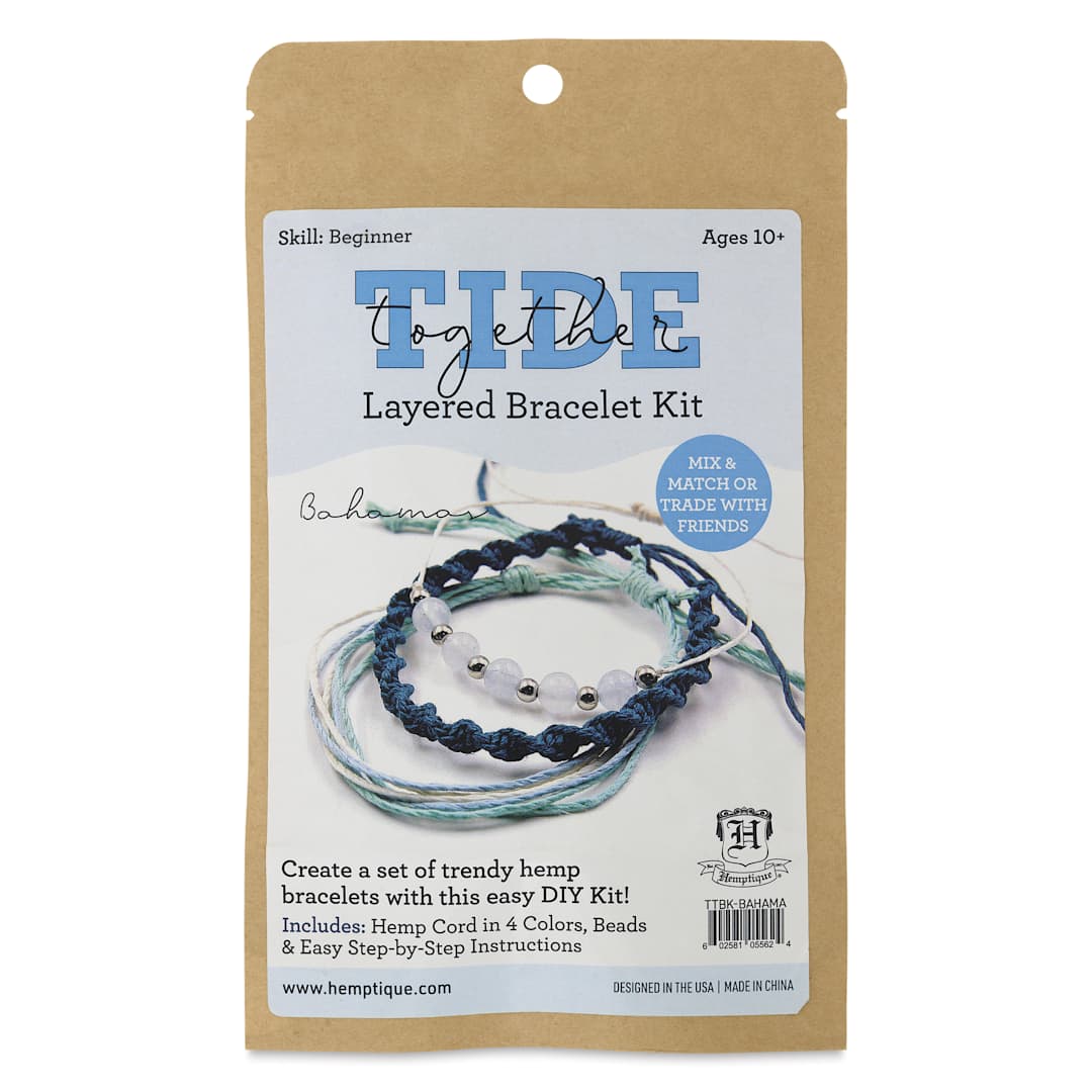 Open in modal - Hemptique Tide Together Layered Hemp Bracelet Kit - Bahamas - front of packaging