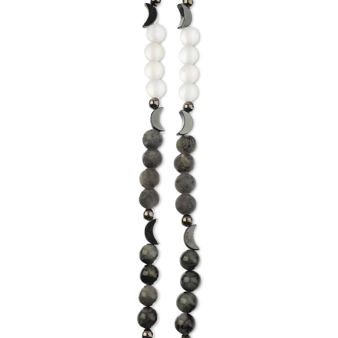 Open in modal - John Bead Solar System Glass Bead Strand - Moon, 6 mm Dia.