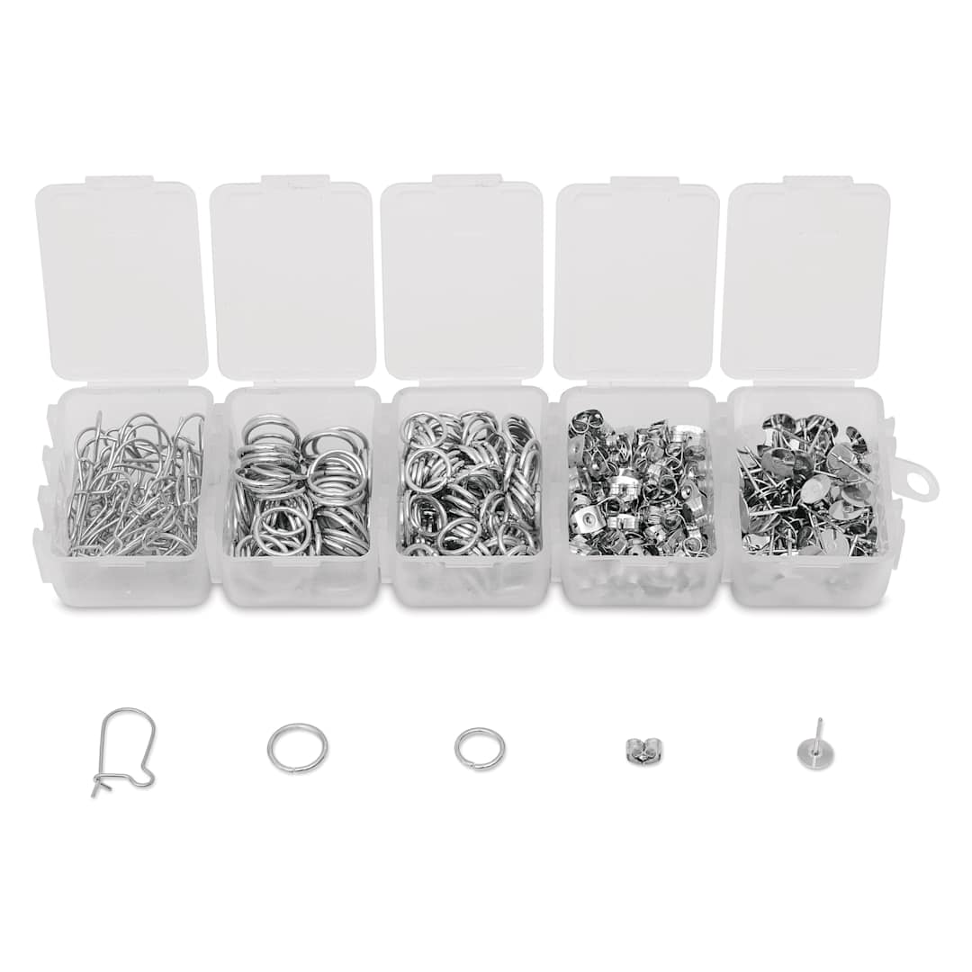 Open in modal - Jewelry Made By Me Essential Earring Findings Set - Pkg of 575, Silver