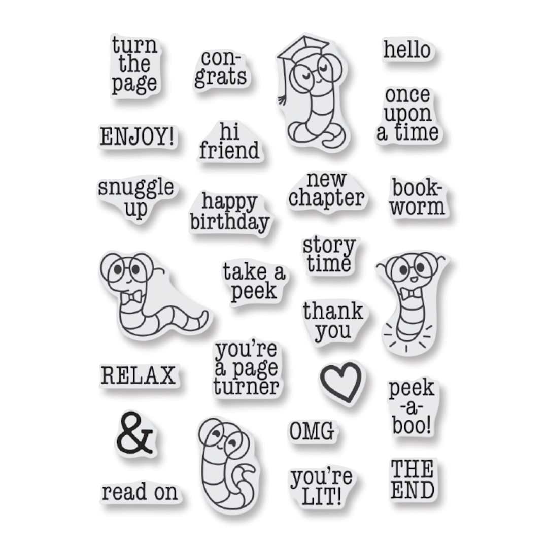 Open in modal - Hero Arts Bookworm Messages Clear Stamp Set - Set of 23