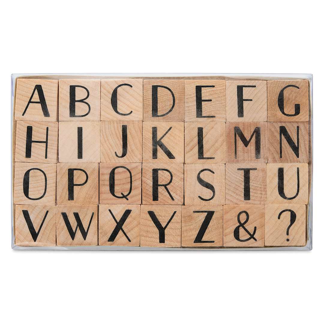 Open in modal - Hero Arts Letters Woodblock Stamp Set - Set of 28, Golden Age, printed side