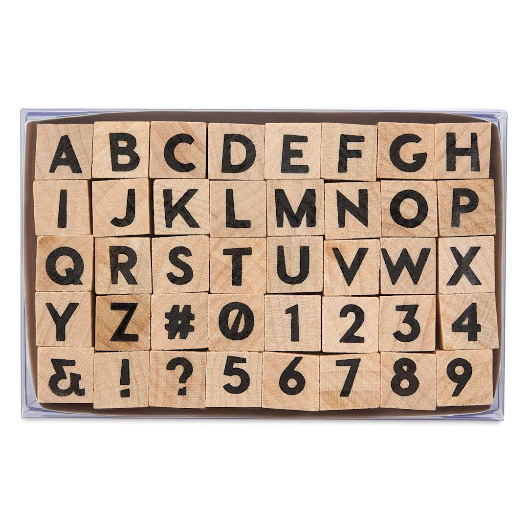 Open in modal - Hero Arts Letters Woodblock Stamp Set - Set of 40, Modern, printed side