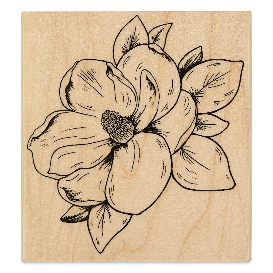 Open in modal - Hero Arts Flowering Woodblock Stamp - Magnolia, printed side