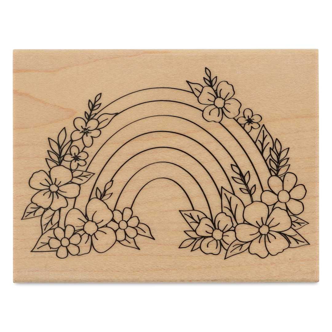 Open in modal - Hero Arts Floral Rainbow Woodblock Stamp - 4.25" x 3.25"